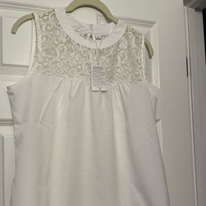 Made with ❤️ White Lace Sleeveless Shirt